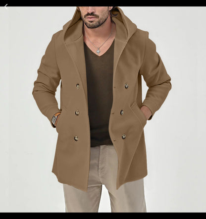 Fall And Winter Men's Cotton Double-breasted Hooded Jacket