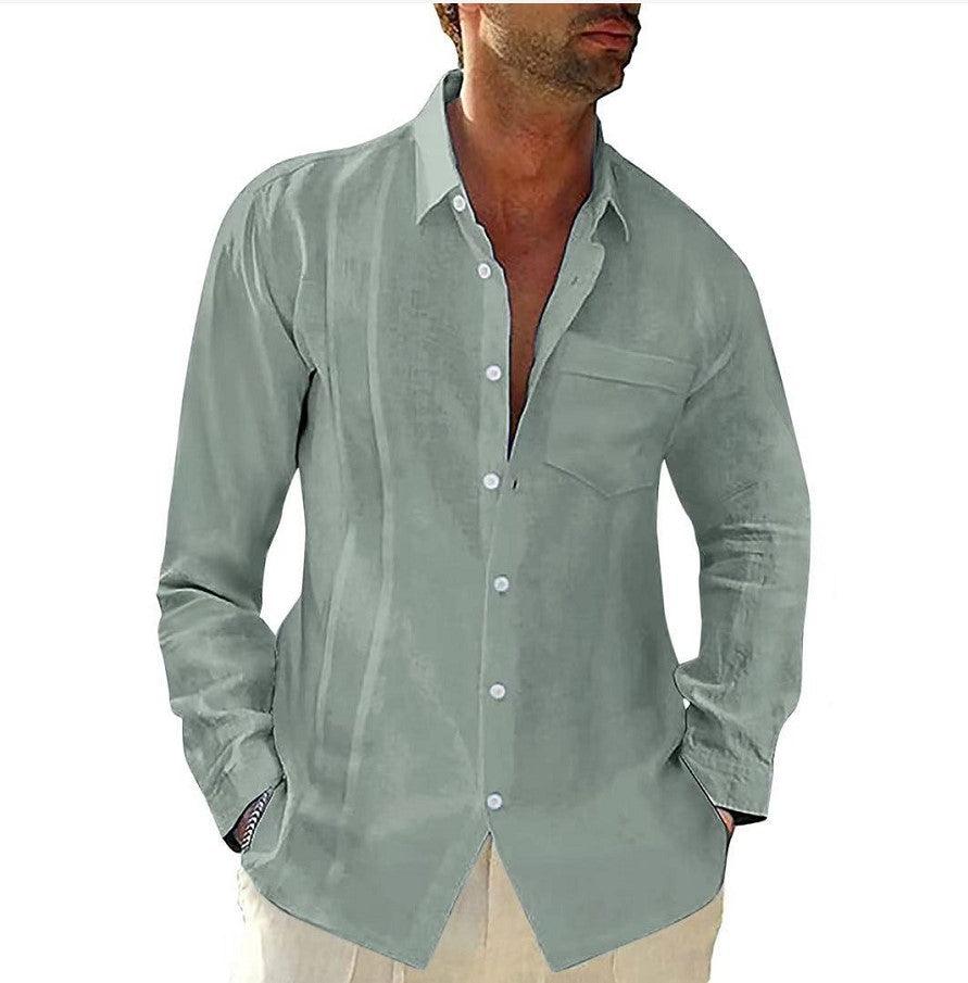 Men's Long-sleeved Cotton And Linen Shirt - RMKA SELECT