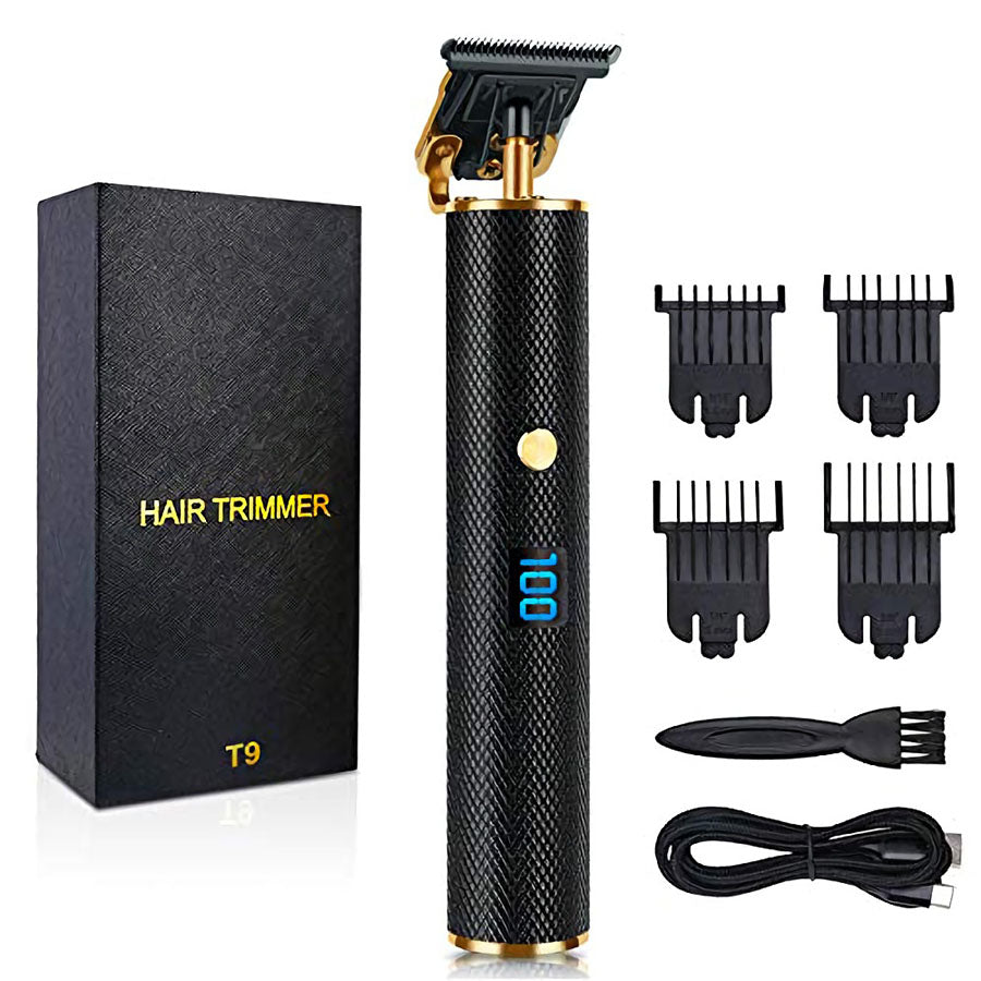 T9 Professional Hair / Beard Trimmer , Wireless Hair Cutting Kit , USB Rechargeable, Black and Gold - RMKA SELECT