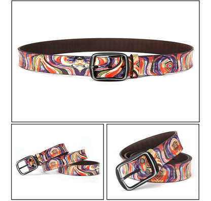 Men's Printed Colorful Graffiti Leathern Casual Belt