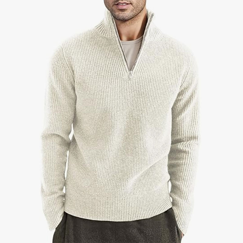 Men's European Zip up Collar Warm Sweater