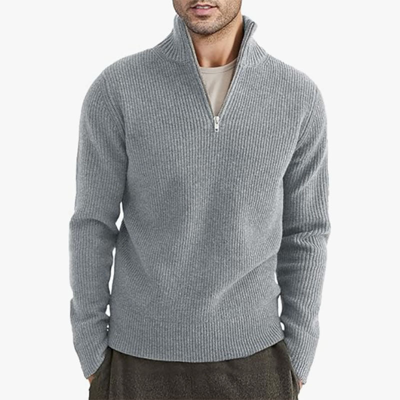 Men's European Zip up Collar Warm Sweater