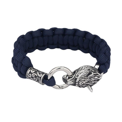 Stainless Steel Wolf Head Paracord Braided Bracelet - RMKA SELECT