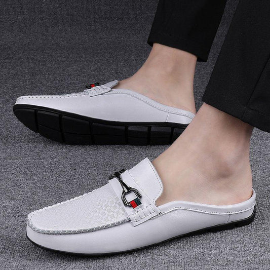 Men's Half-slippers Lazy Slip-on Leather Casual Shoes For Men - RMKA SELECT