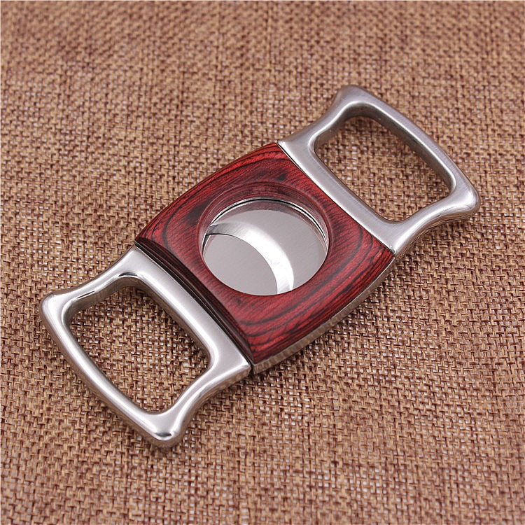 Creative Stainless Steel Thickened Wood Inlaid Cigar Cutter - RMKA SELECT