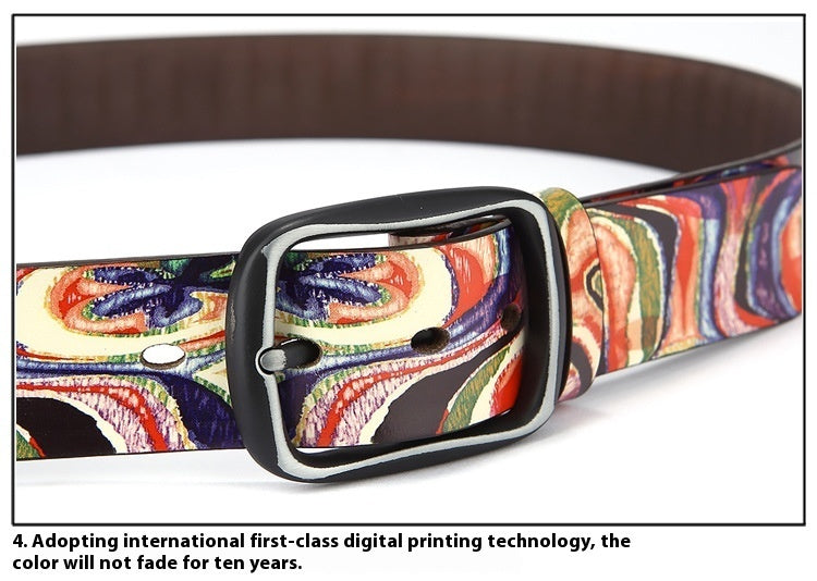 Men's Printed Colorful Graffiti Leathern Casual Belt