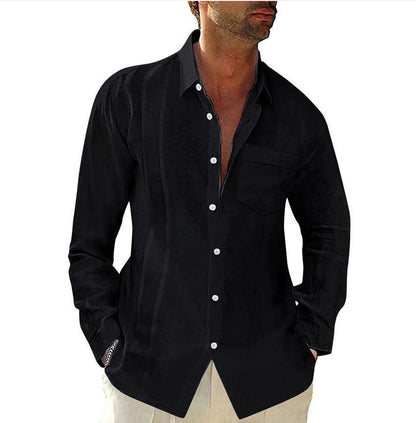 Men's Long-sleeved Cotton And Linen Shirt - RMKA SELECT