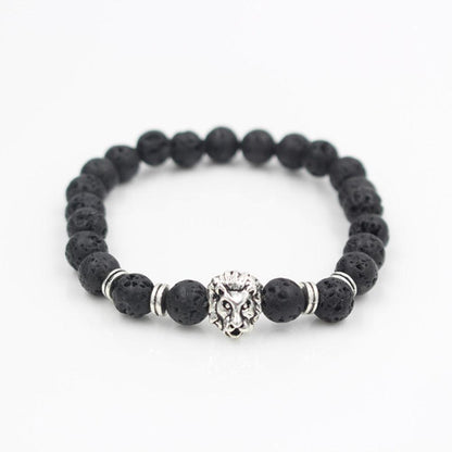 Lava Volcanic Stone Bracelet European And American Fashion Cool Alloy Lion's Head Bracelet - RMKA SELECT