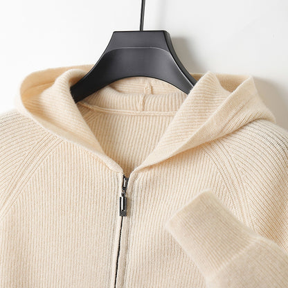 Men's Wool  Hooded Zip Up Sweater