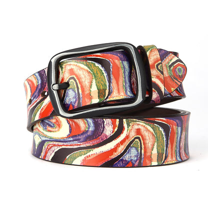 Men's Printed Colorful Graffiti Leathern Casual Belt