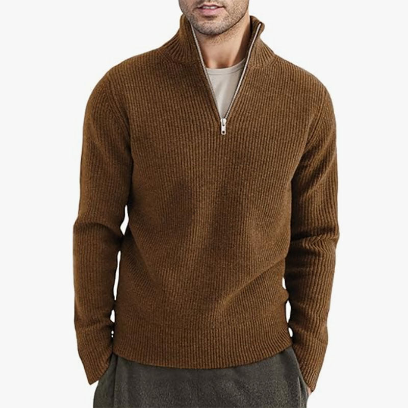 Men's European Zip up Collar Warm Sweater