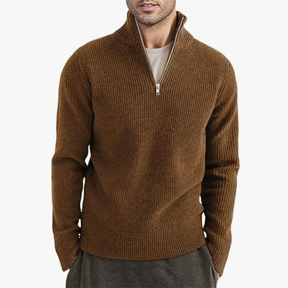 Men's European Zip up Collar Warm Sweater