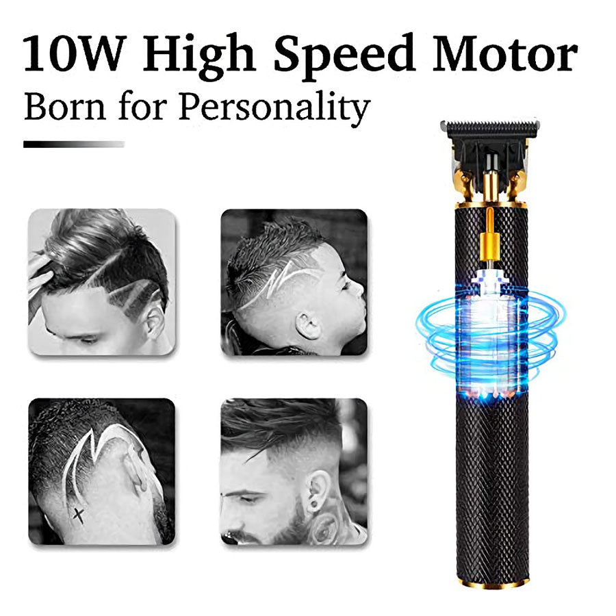 T9 Professional Hair / Beard Trimmer , Wireless Hair Cutting Kit , USB Rechargeable, Black and Gold - RMKA SELECT