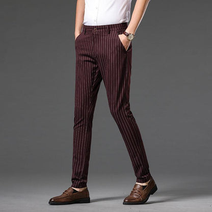 Men's Pin Stripe Straight Cut Pants - RMKA SELECT home Theatre