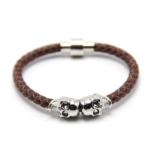 New Stock European And American New Men's Leather Ghost Head Bracelet - RMKA SELECT