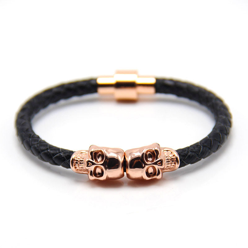 New Stock European And American New Men's Leather Ghost Head Bracelet - RMKA SELECT