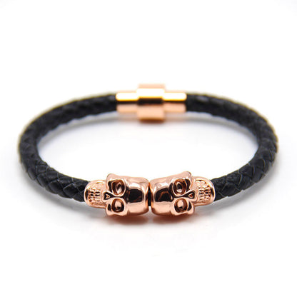 New Stock European And American New Men's Leather Ghost Head Bracelet - RMKA SELECT