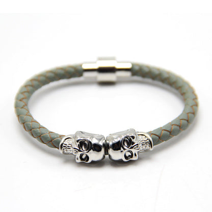 New Stock European And American New Men's Leather Ghost Head Bracelet - RMKA SELECT