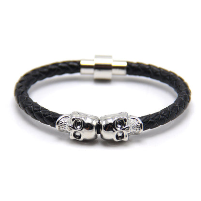 New Stock European And American New Men's Leather Ghost Head Bracelet - RMKA SELECT